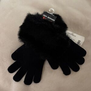 Ben Berger Black Faux Fur Cuff Gloves